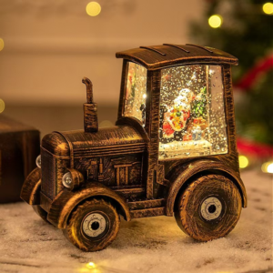 Golden Christmas Tractor Holiday Decoration