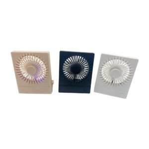 Tri-Color Mini Desktop Fan (Beige/Purple Light Edition)​