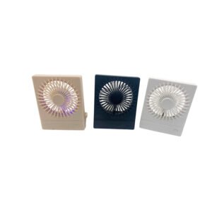 Tri-Color Mini Desktop Fan (Beige/Purple Light Edition)​