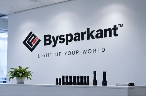 Bysparkant showroom in Ningbo, with flashlight range on display
